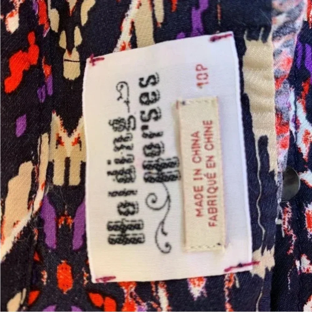 Anthropologie Holding Horses Mira Ikat Dress 3/4 Sleeve Western Tribal Size 10P - Picture 5 of 6